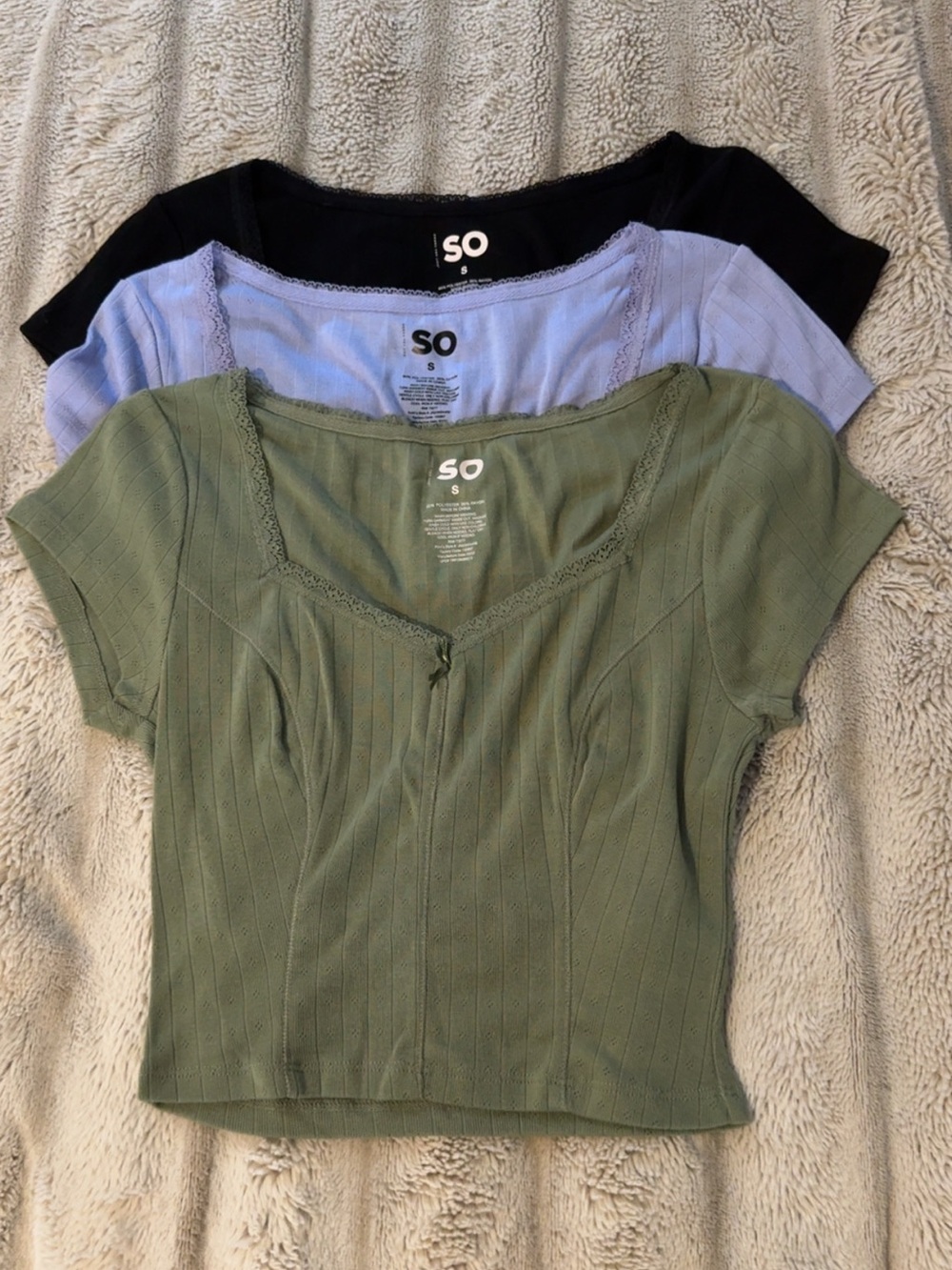 SO Scoop Neck Ribbed Crop Top in Olive Green (plus Black & Lilac)
